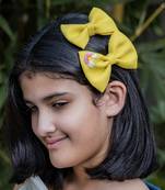 Yellow plain linen hair bow