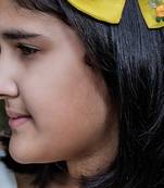 Yellow plain linen hair bow