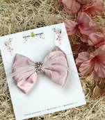 Pink plain satin hair bow