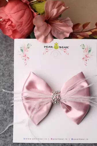 Pink plain satin hair bow