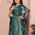 Emerald Green Color Party Wear Organza Silk Saree