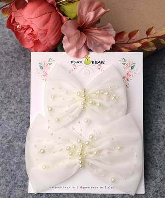 White net pearl hair bow 2