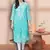 Hand embroidered sea green georgette lucknowi chikankari straight kurta with slip