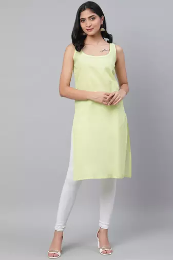 Hand embroidered green georgette lucknowi chikankari straight kurta and slip with gota patti work