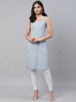 Hand embroidered grey georgette lucknow chikankari straight kurta and slip with gota patti work 5