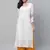 Hand embroidered white georgette lucknowi chikankari straight kurta and slip with gota patti work
