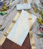 Women's sky blue handwork dress material