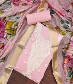 Women's pink handwork dress material