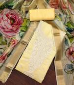 Women's yellow handwork dress material