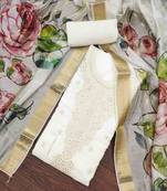 Women's white handwork dress material