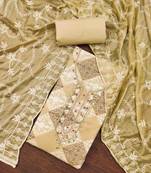 Women's beige handwork dress material