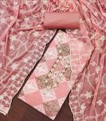Women's pink handwork dress material