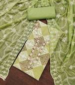 Women's green handwork dress material