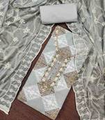 Women's grey handwork dress material