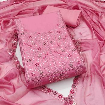 Women's pink handwork dress material 2