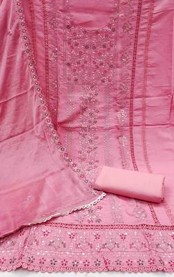Women's pink handwork dress material 3