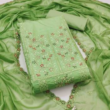Women's green handwork dress material 2