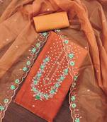 Women's rust handwork dress material