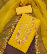 Women's yellow handwork dress material