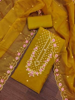 Women's mehndi handwork dress material 1