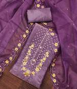Women's purple handwork dress material