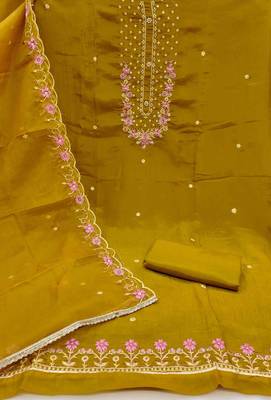 Women's mehndi handwork dress material 3