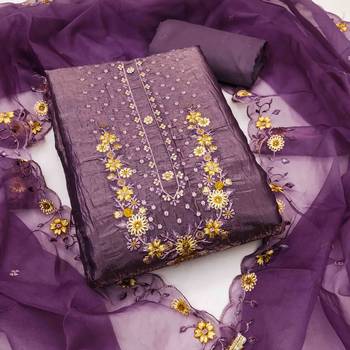 Women's purple handwork dress material 2