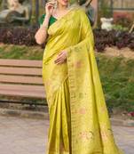 Lemon pure dola silk jacquard woven saree with blouse
