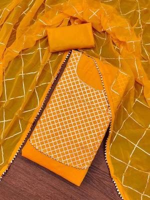 Women's orange gota work dress material 1
