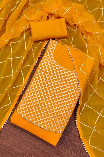 Women's orange gota work dress material