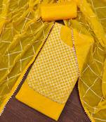 Women's yellow gota work dress material