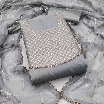 Women's grey gota work dress material 2