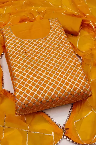 Women's orange gota work dress material