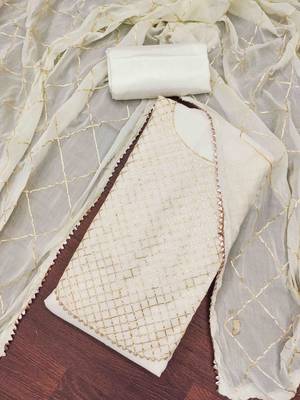 Women's white gota work dress material 1