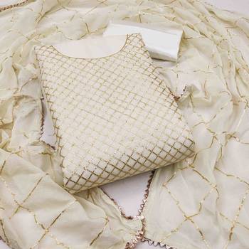 Women's white gota work dress material 2