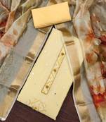 Women's yellow handwork dress material