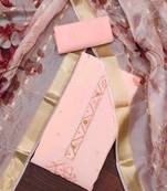 Women's peach handwork dress material