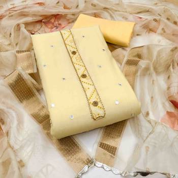 Women's yellow handwork dress material 2