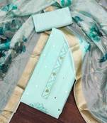 Women's sky blue handwork dress material