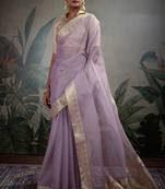 Lavender tissue silk woven patta & pallu saree with blouse