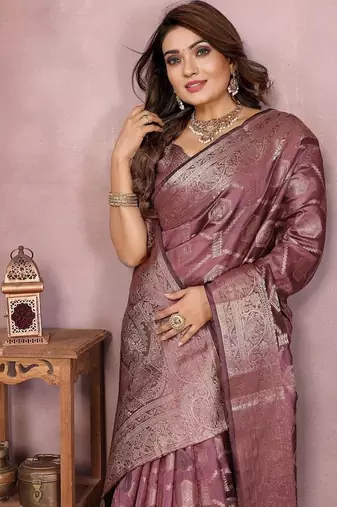 Purple Color Wedding Organza Silk Saree