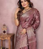 Purple Color Wedding Organza Silk Saree