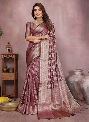 Purple Color Wedding Organza Silk Saree 2