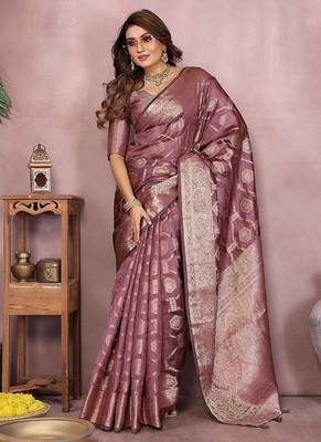 Purple Color Wedding Organza Silk Saree 3