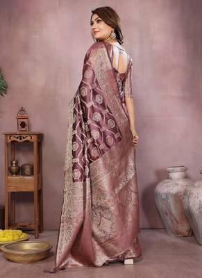 Purple Color Wedding Organza Silk Saree 4