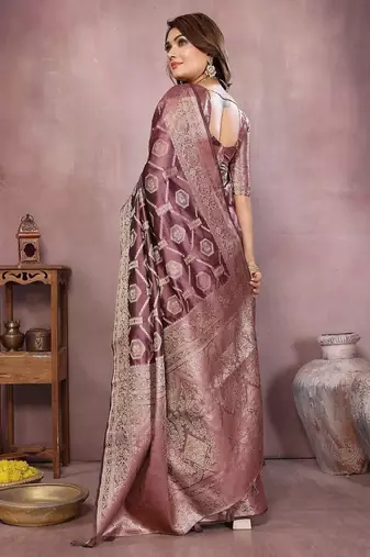 Purple Color Wedding Organza Silk Saree