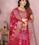 Rani Pink Color Wedding Organza Silk Saree