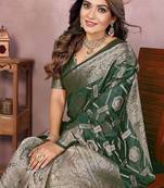 Dark Green Color Wedding Organza Silk Saree