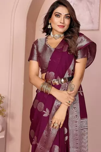 Wine Color Elegent Soft Georgette Saree