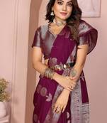 Wine Color Elegent Soft Georgette Saree